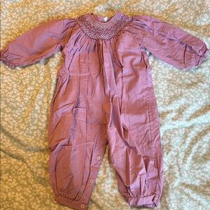 Vintage smocked baby girl romper